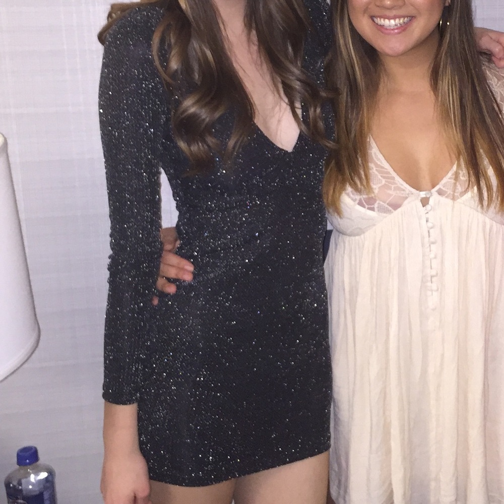 Urban Outfitters Black Shimmer Mini Dress